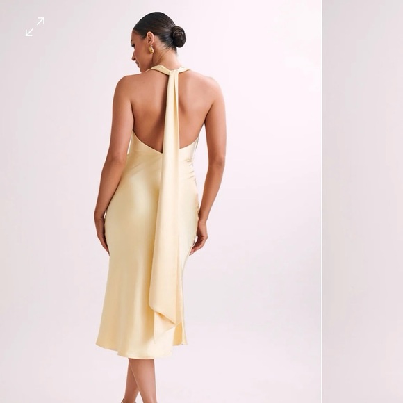 Midi Satin Butter Yellow Dress - Meshki - Picture 2 of 8